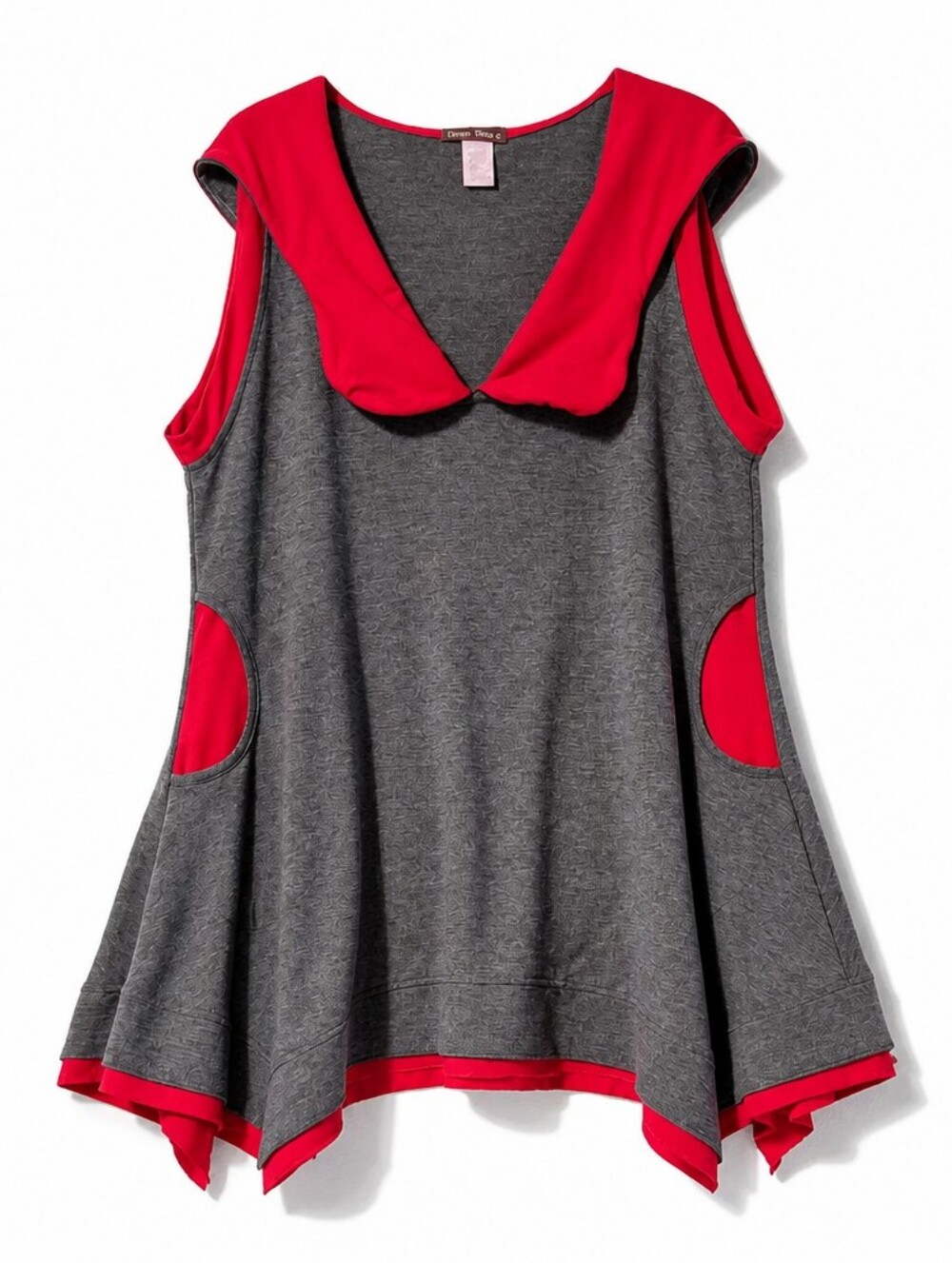 Design Today's SONG & SUNG Artsy Lagenlook Asymmetrical Tunic XL Wired Collar